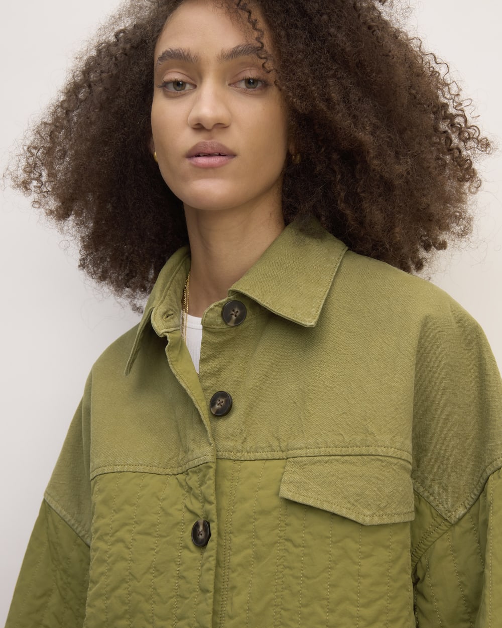 The Everlane x Marques' Almeida Canvas Patchwork Jacket | Moss Green - Image 4