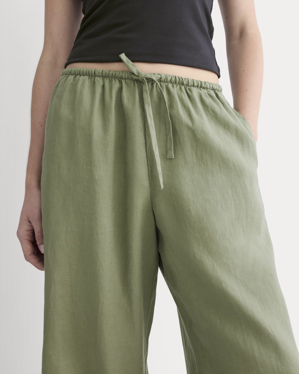 The Drawstring Pant in Linen | Lichen Green - Image 4