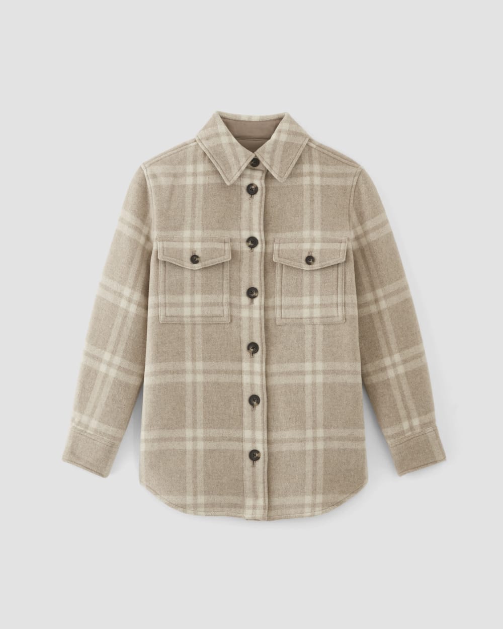 The Italian ReWool? Oversized Shirt Jacket | Taupe / Cream - Image 2