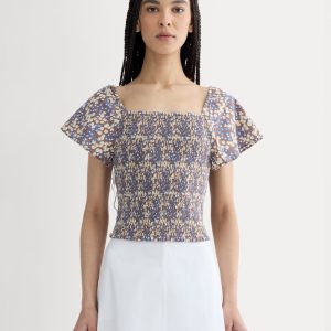 The Gauze Smocked Top | Mocha Floral