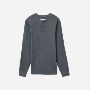The Waffle Long-Sleeve Henley Tee | Slate