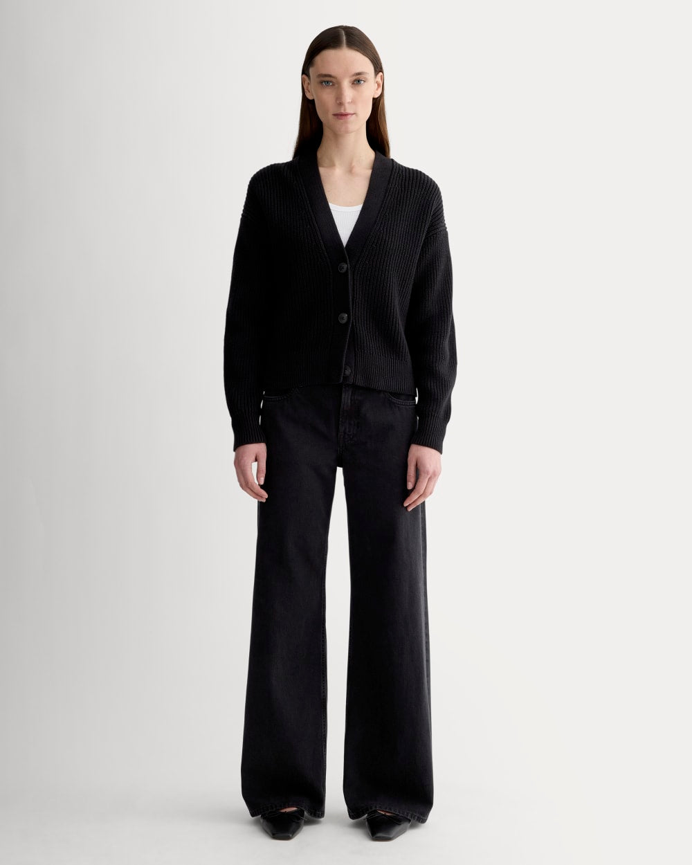 The Boxy Cardigan in Everyday Cotton | Black - Image 3