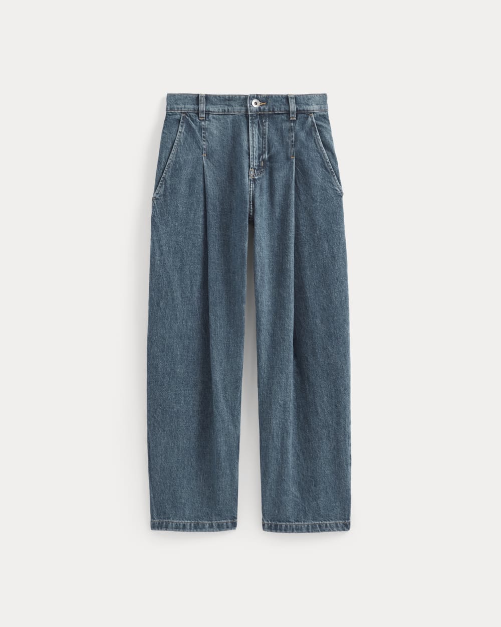 The High Rise Pleated Jean | Mid Indigo - Image 2