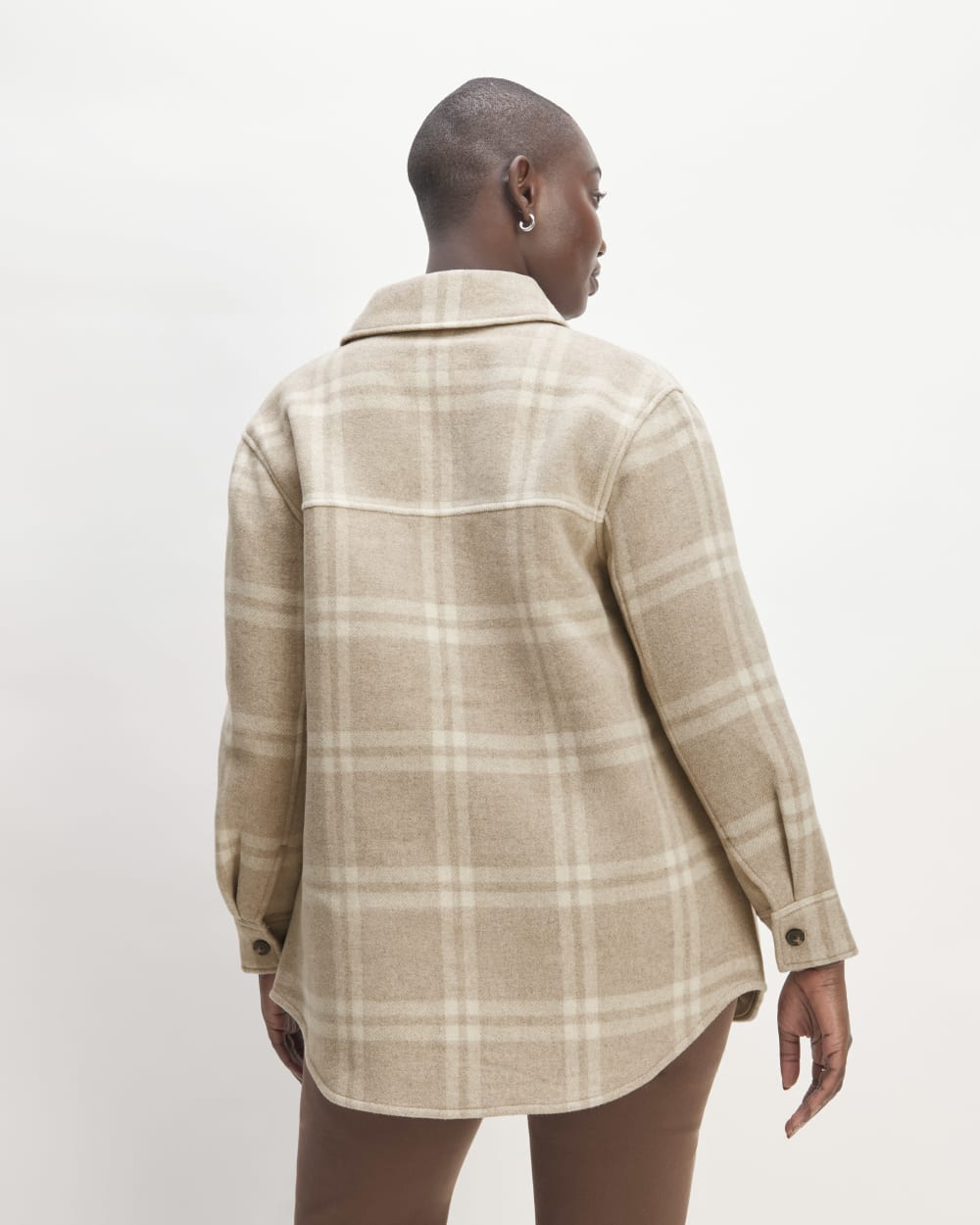 The Italian ReWool? Oversized Shirt Jacket | Taupe / Cream - Image 6