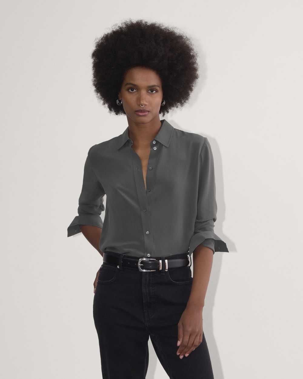The Must-Have Shirt in Washable Silk | Graphite