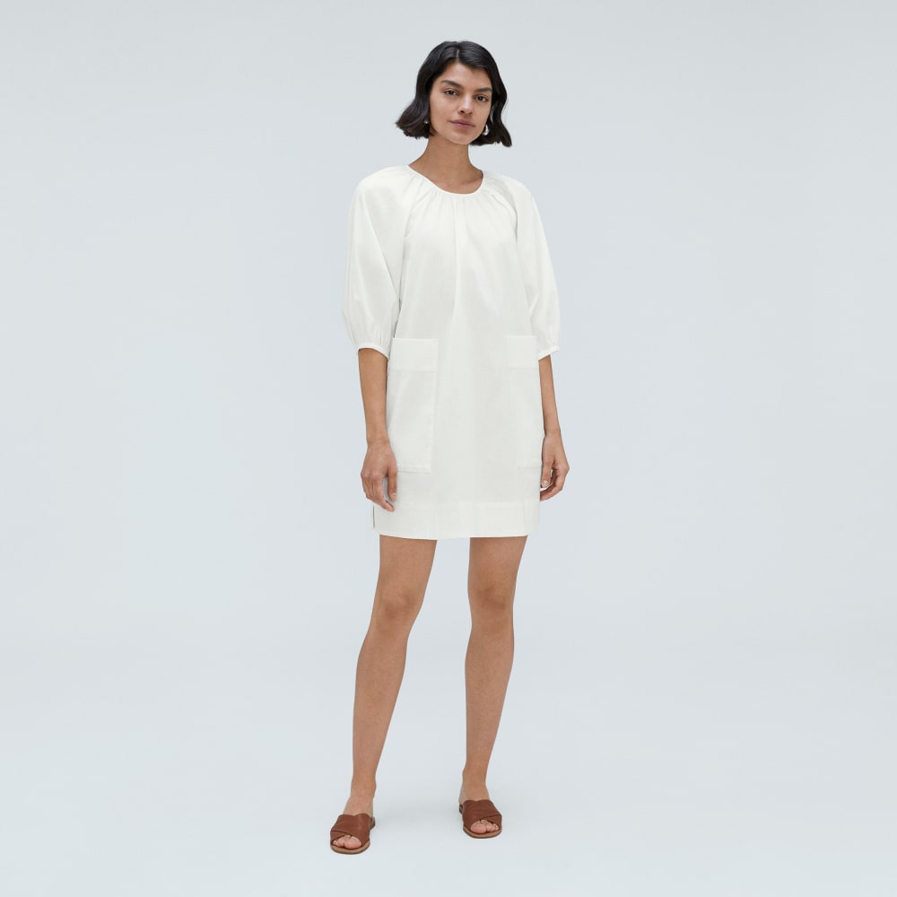 The Seersucker Puff Sleeve Dress | White - Image 2