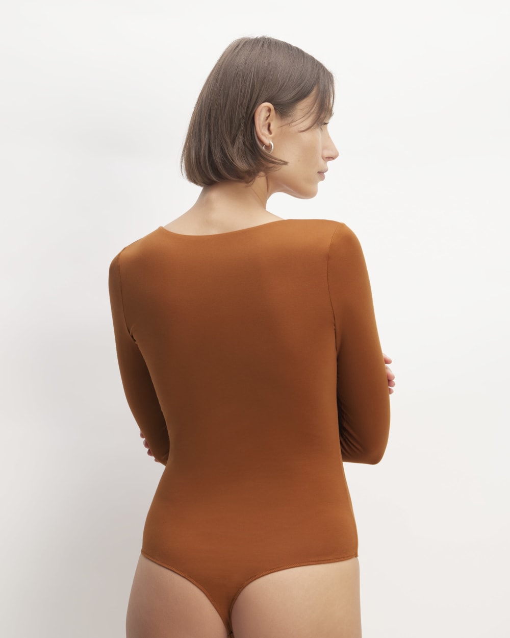 The Long-Sleeve Supima? Square-Neck Bodysuit | Honey | Thong - Image 5