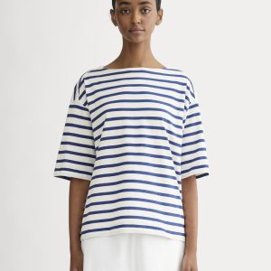 The Mariner Oversized Tee | Bone / Mazarine Blue