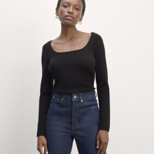The Square Neck in Cashmere | Black