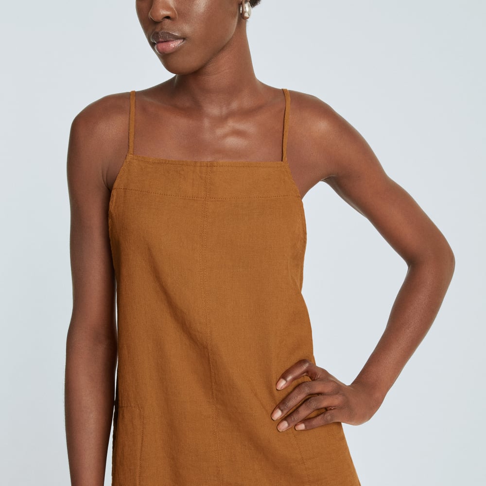 The Linen Apron Dress | Tawny Brown - Image 5