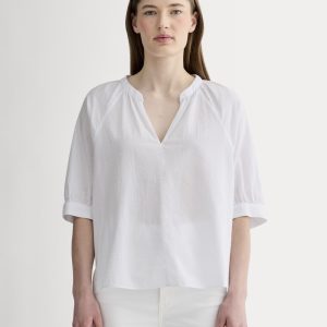 The Gauze Gathered Top | White