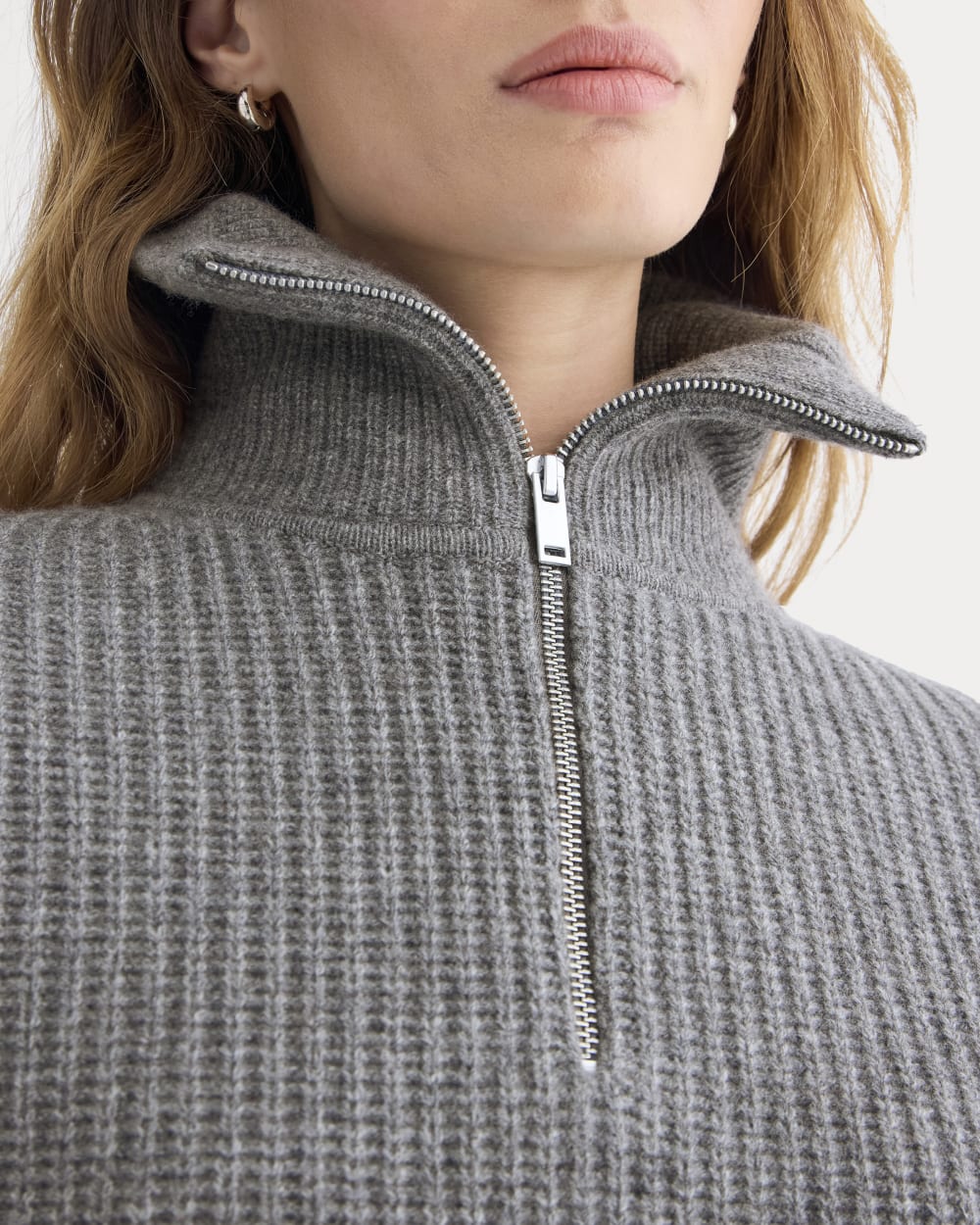 Half-Zip Sweater in Luxe Merino | Heathered Mid-Grey - Image 4