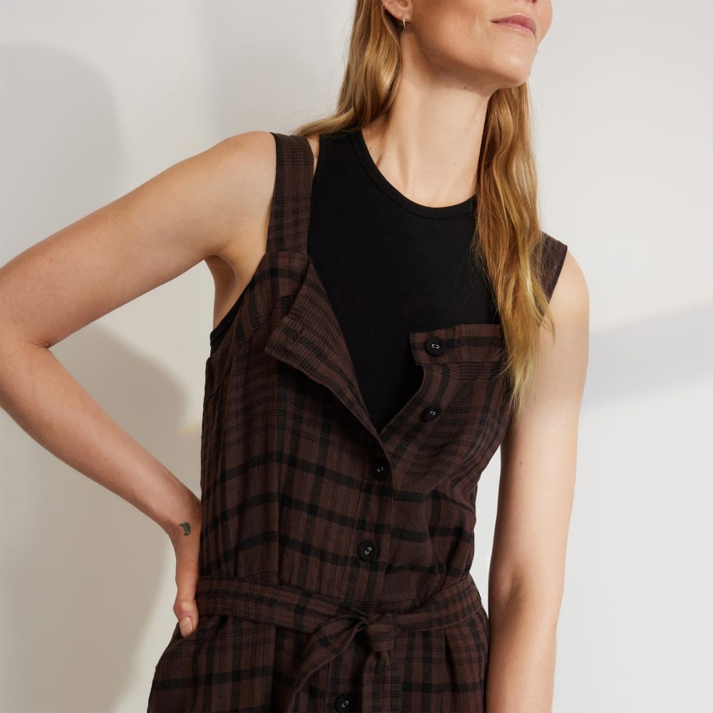 The Linen Jumpsuit | Chocolate Brown / Black - Image 3