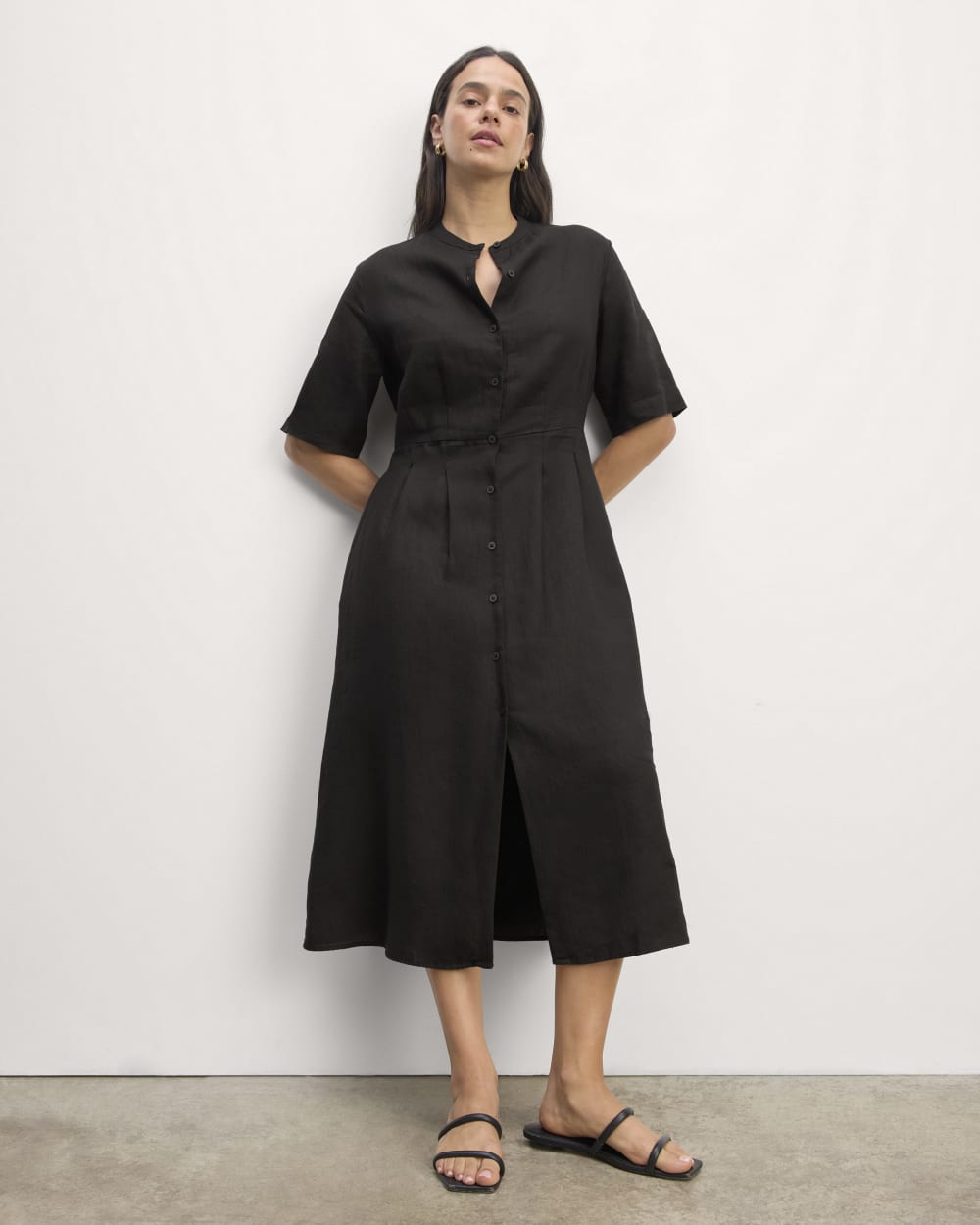 The Frolic Dress in Linen | Black