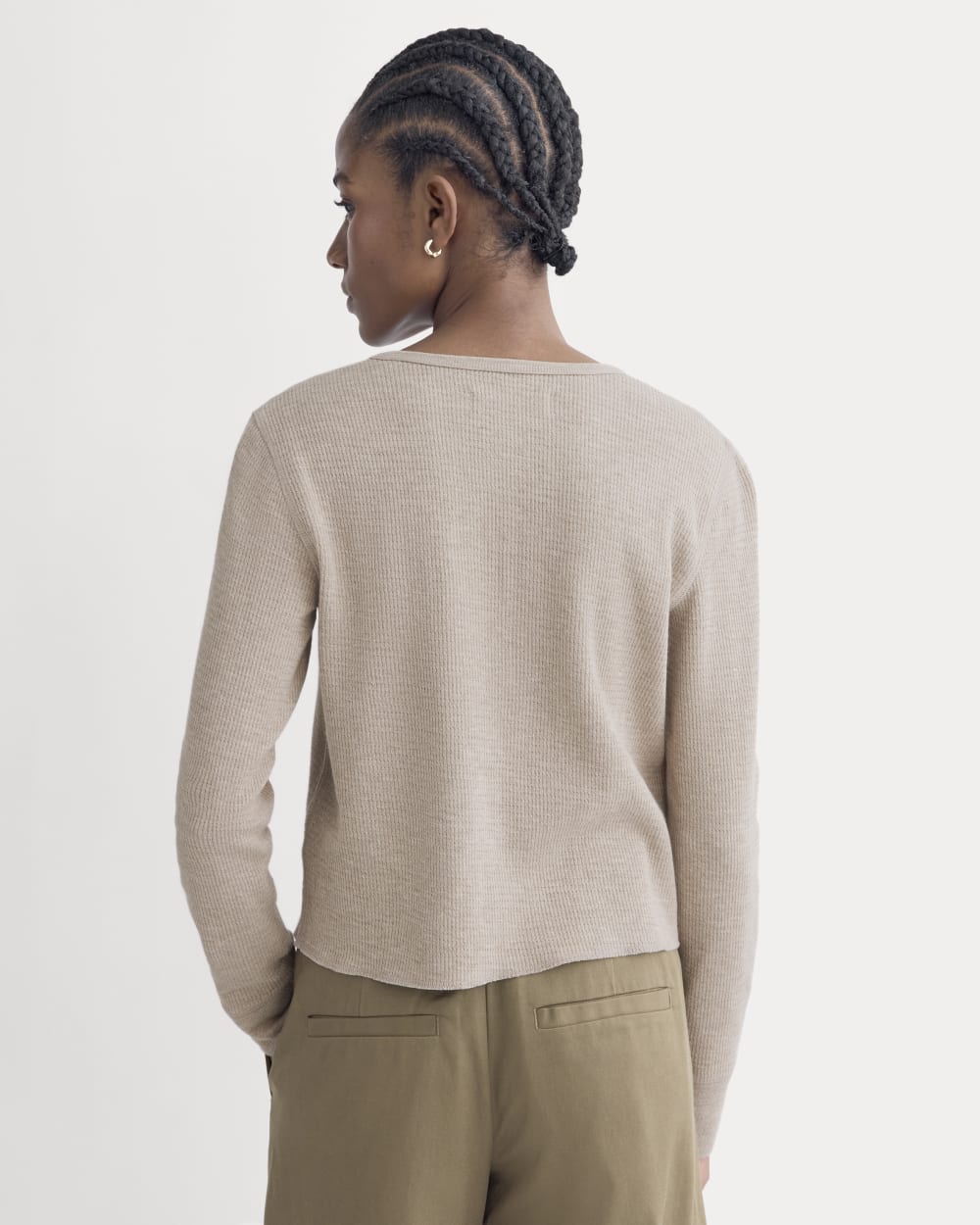 Boxy Henley in Cozy Waffle | Heathered Oatmeal - Image 5
