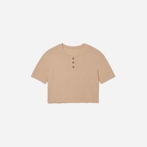 The Vintage Henley Hemp Tee | Hazelnut