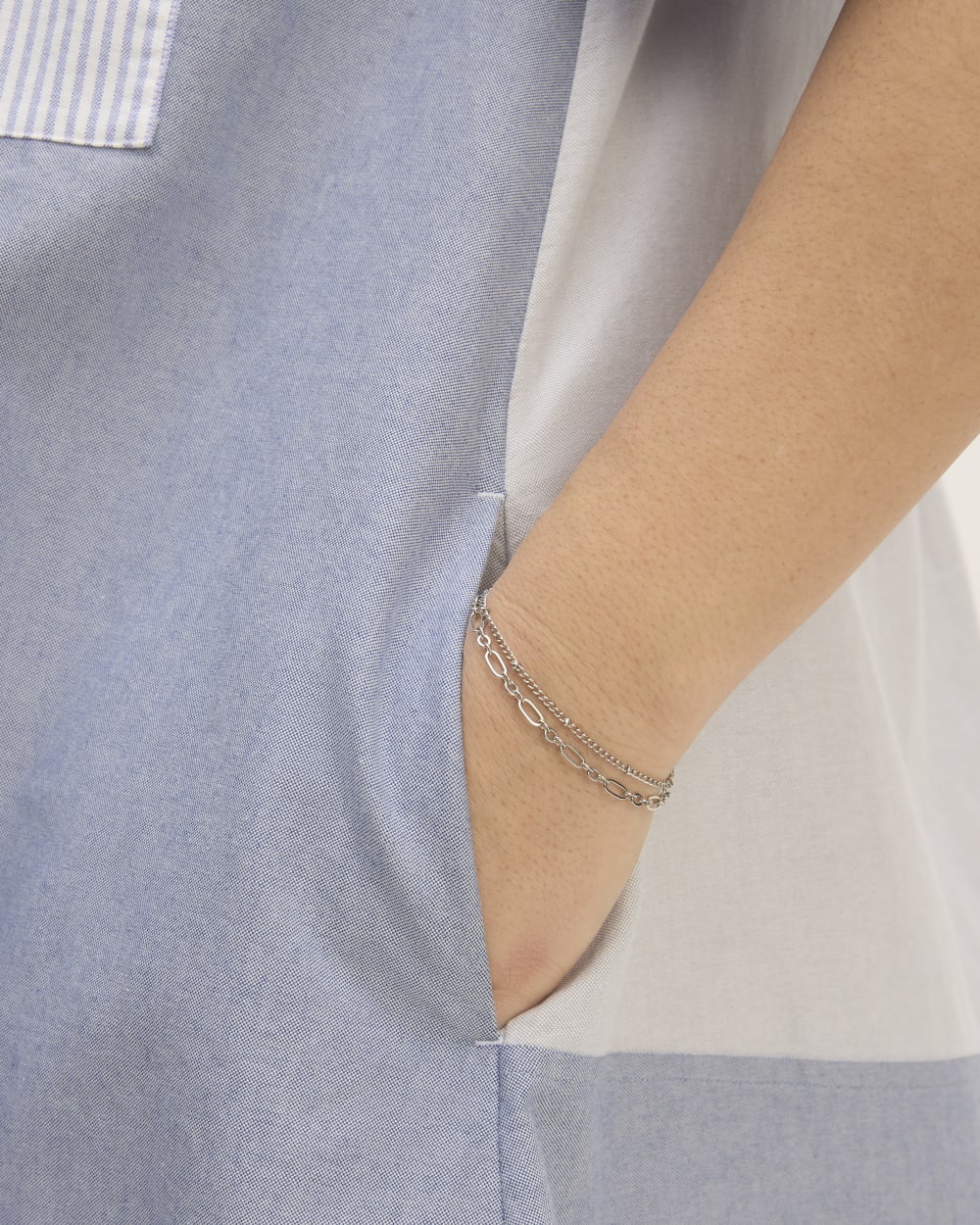 The Everlane x Marques' Almeida Patchwork Daytripper Dress | Blue Stripe Patchwork - Image 5