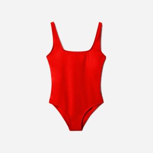 The Square-Neck One-Piece | Bright Red