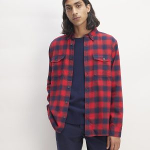 The Brushed Flannel Shirt | Haute Red / Bellwether Blue
