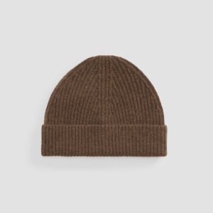 The Cashmere Fine Rib Beanie | Heather Cocoa
