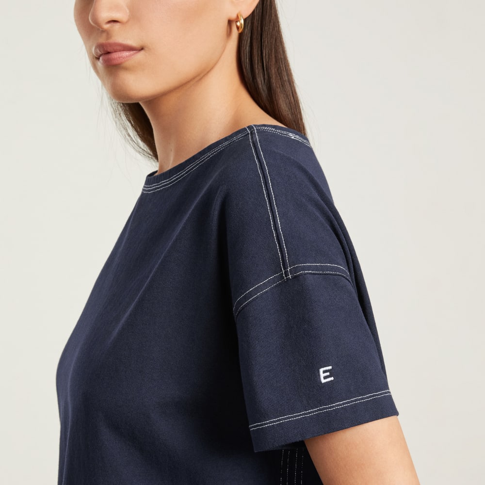 The Oversized Mariner Dress | Navy / White - Image 5