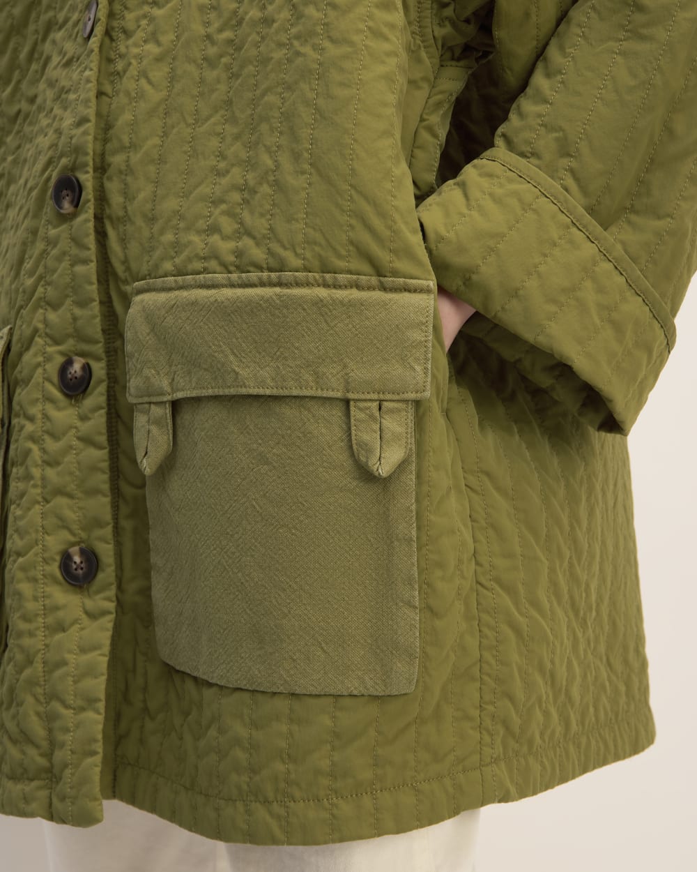 The Everlane x Marques' Almeida Canvas Patchwork Jacket | Moss Green - Image 5