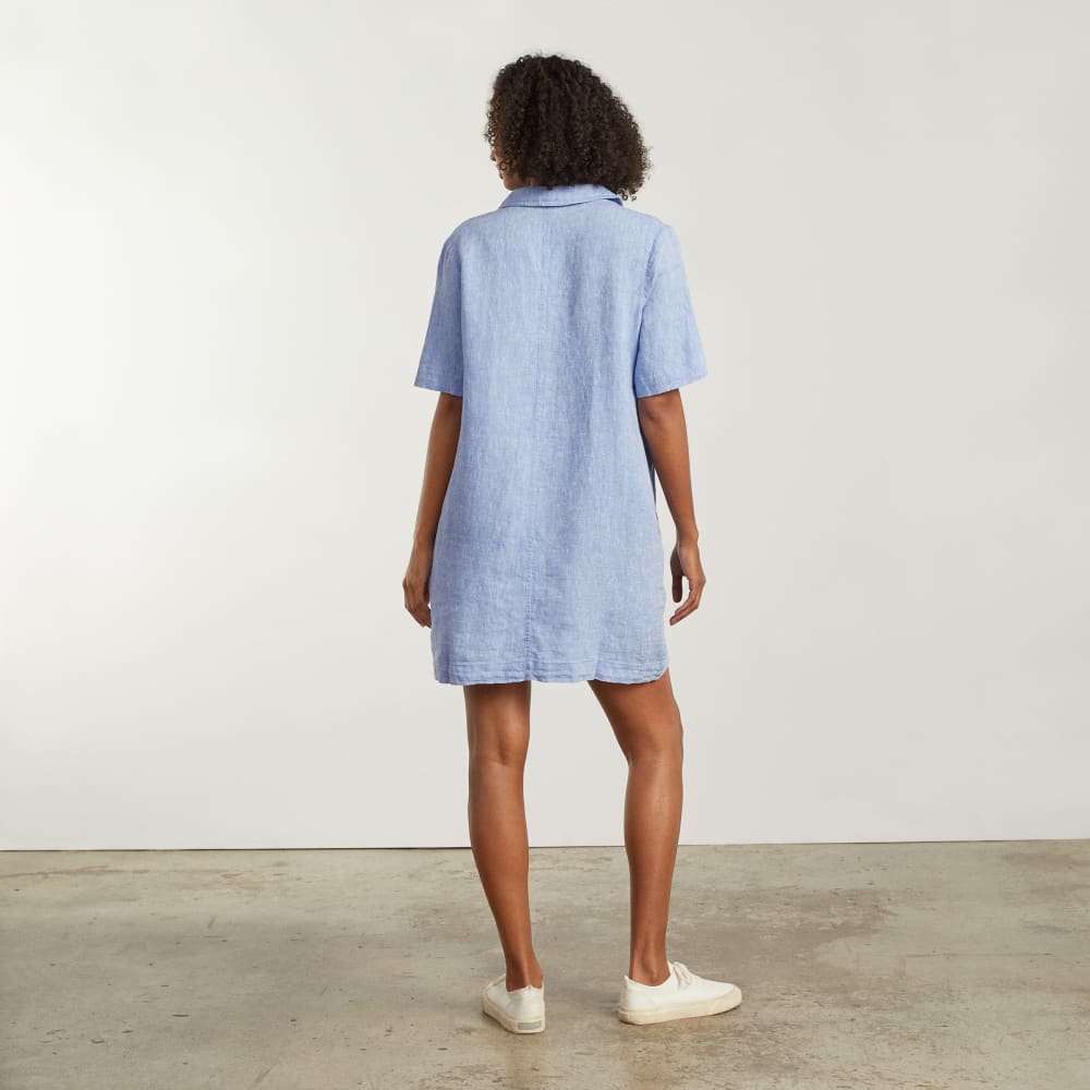 The Linen Workwear Dress | Medium Blue - Image 2