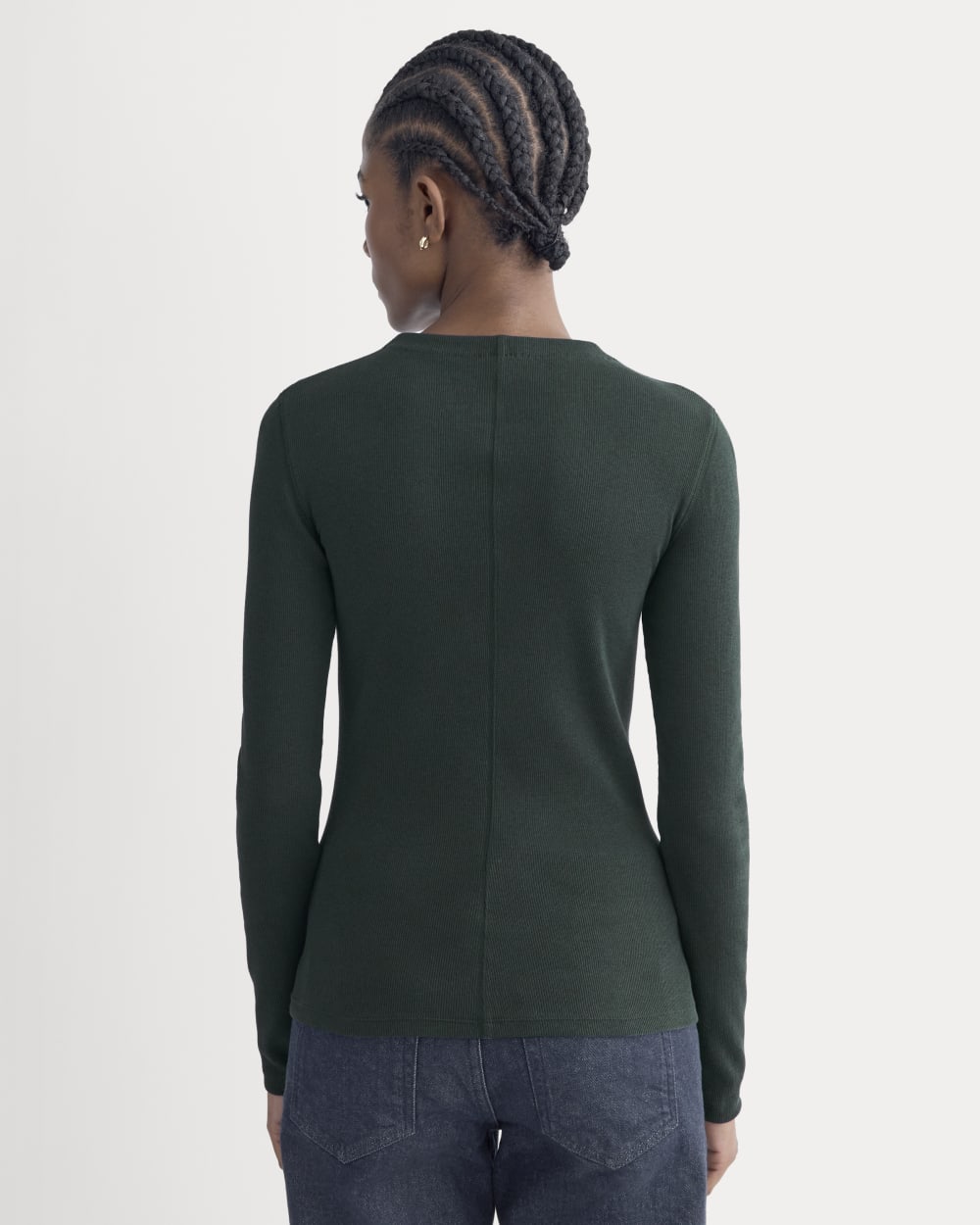 The Luxe Rib Funnel-Neck Tee | Heathered Dark Sea - Image 5