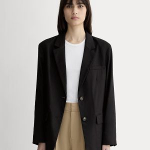 The Oversized Blazer in Stretch Linen | Black