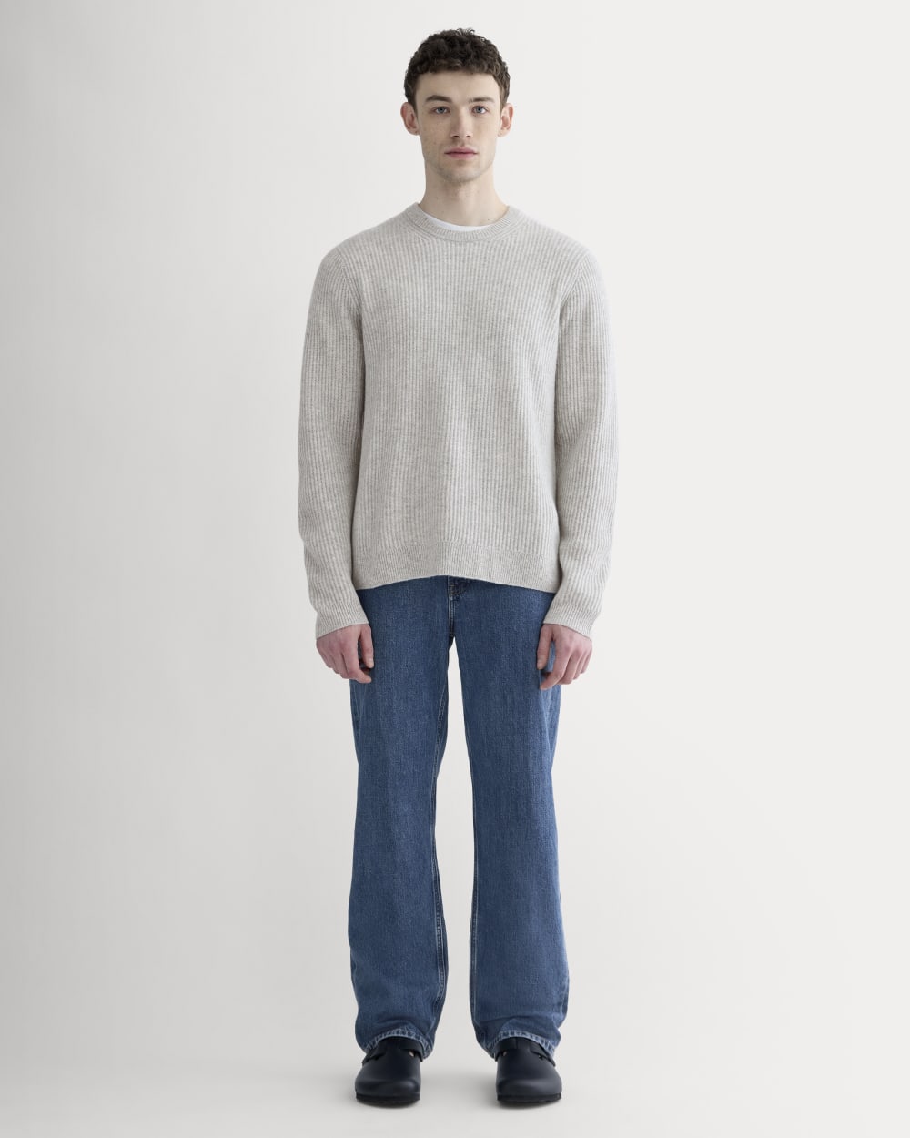 The Fisherman Crew in Wool Cashmere | Light Heather Grey - Image 3