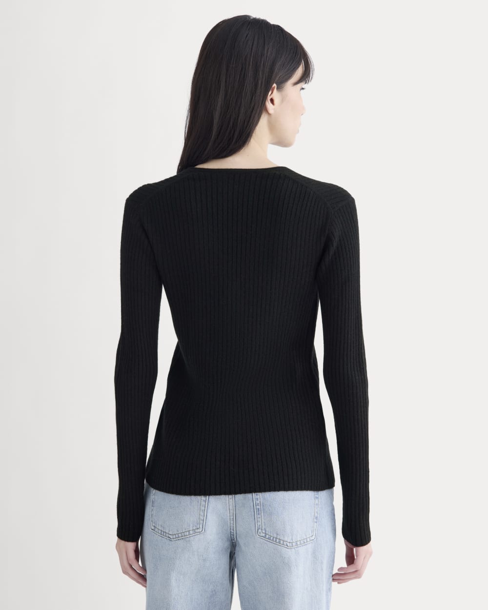 Cashmere Ribbed V-Neck Cardigan | Black - Image 5