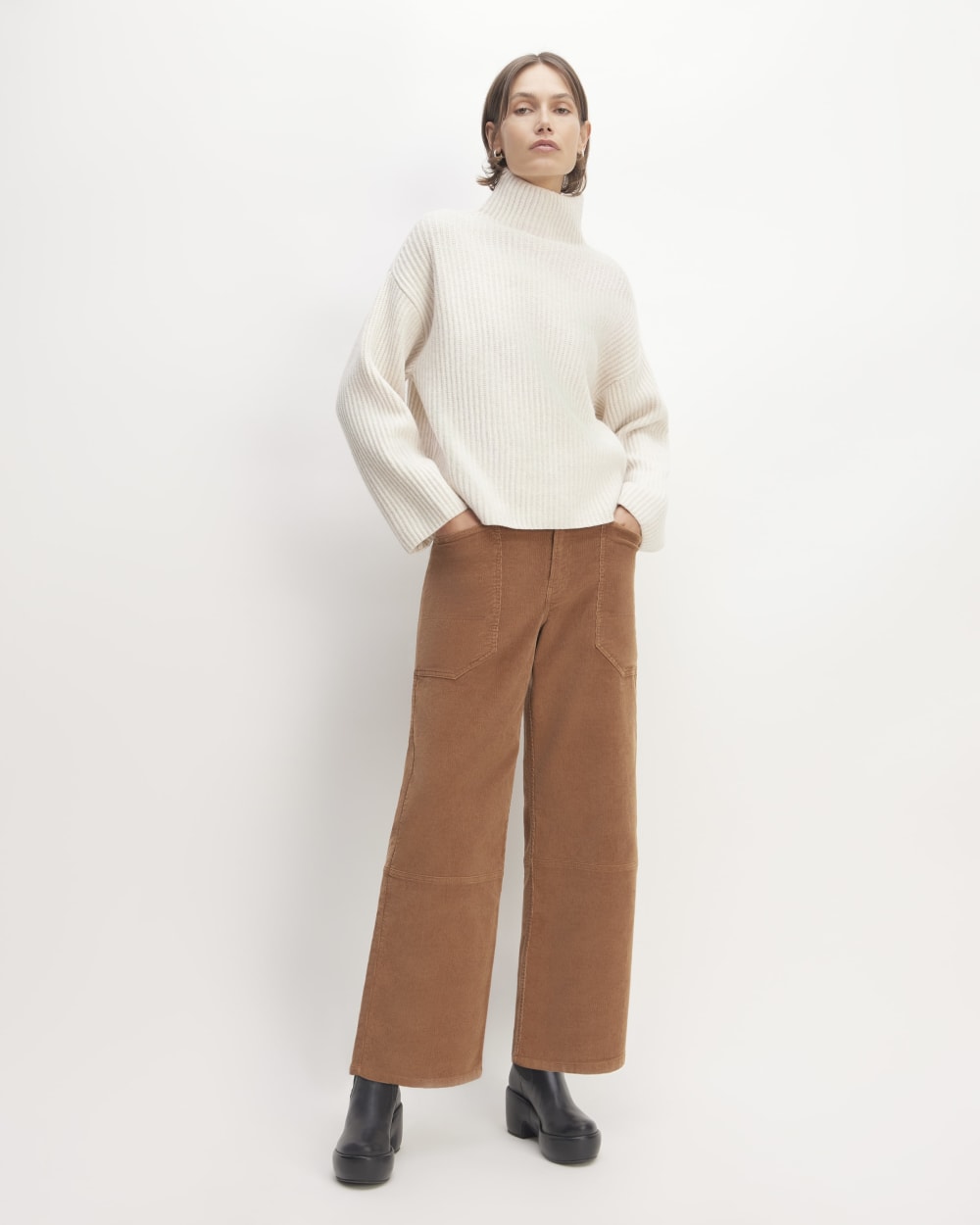 The Felted Merino Funnel-Neck Pullover | Heathered Oat - Image 3