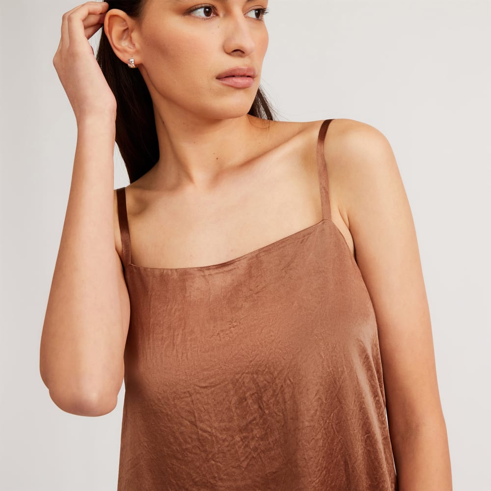 The Satin Square-Neck Slip Dress | Carob Brown - Image 4