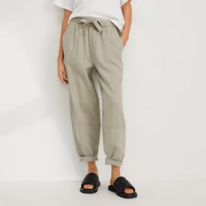 The Linen Pull-On Barrel Pant | Seagrass