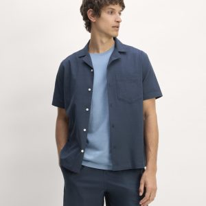 The Seersucker Short-Sleeve Shirt | Deep Blue