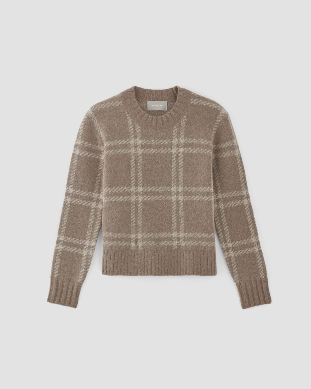 The Alpaca Cropped Crewneck Sweater | Wheat / Lightest Taupe - Image 2
