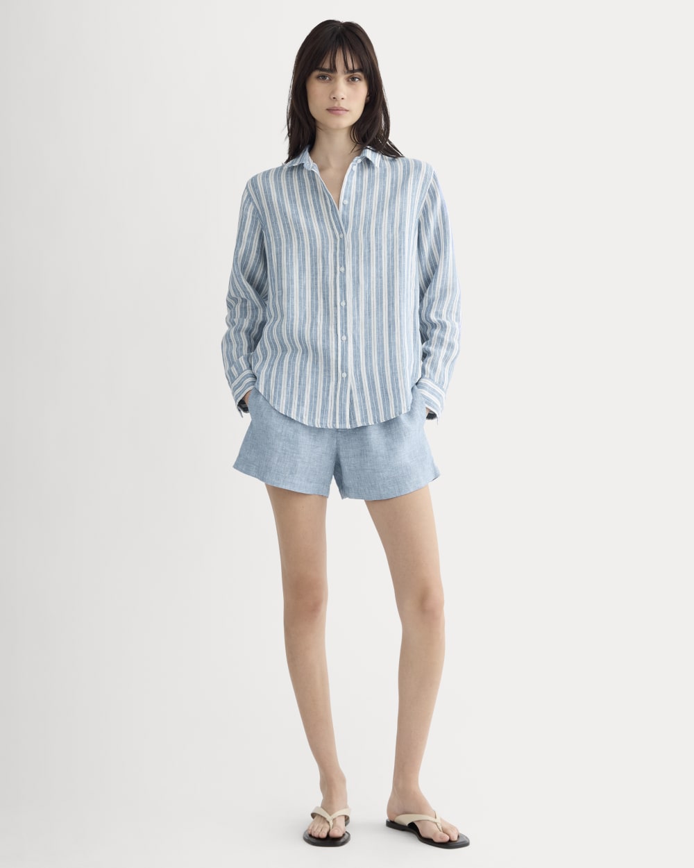 The Must-Have Shirt in Linen | Soft Cobalt/Bone - Image 3