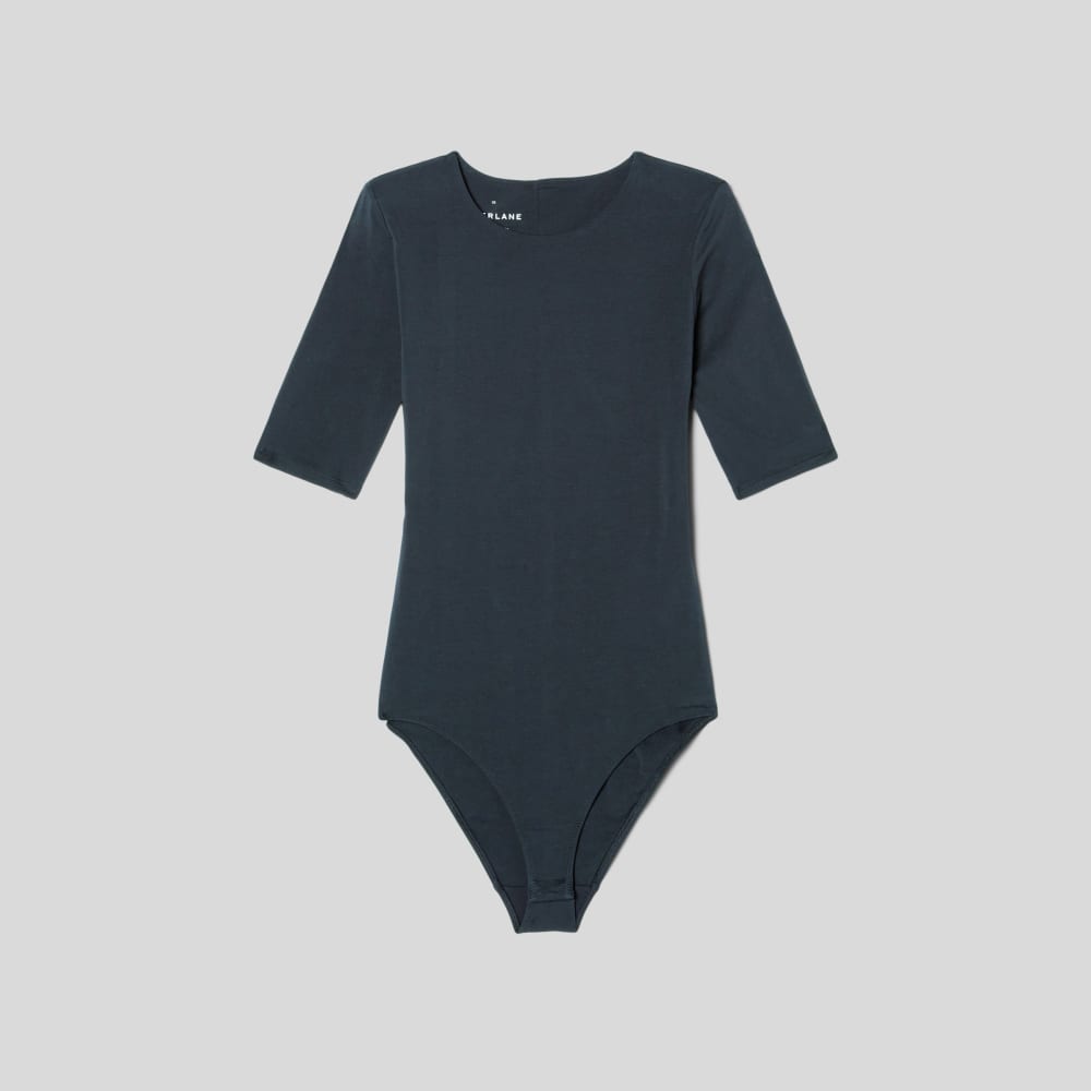 The Short-Sleeve Crew Neck Bodysuit | Black | Bikini - Image 2