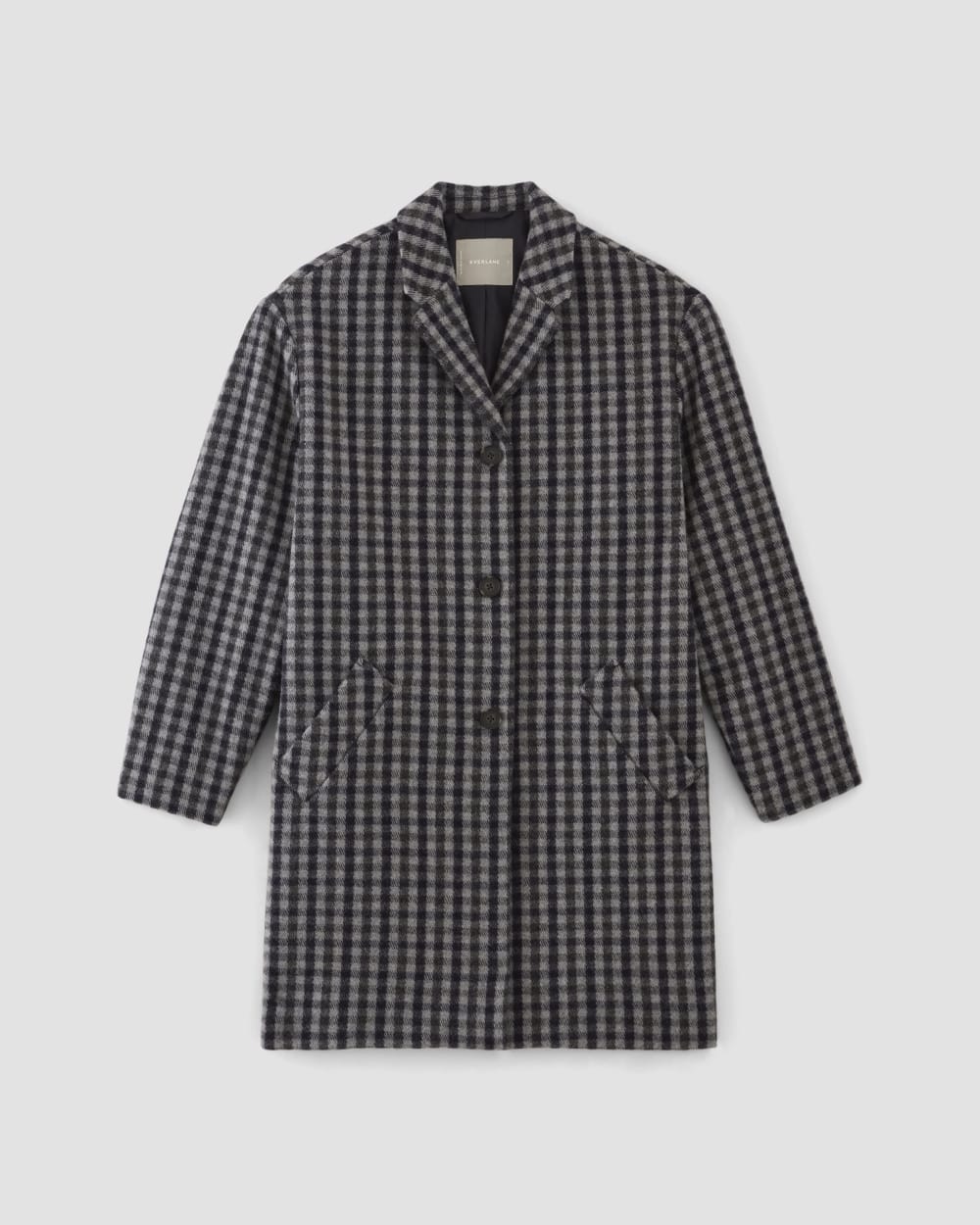 The Italian ReWool? Cocoon Coat | Grey / Charcoal / Navy Check - Image 2