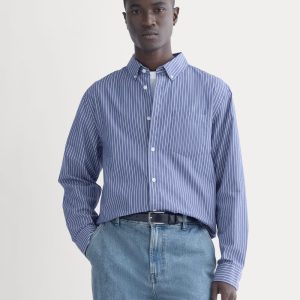Washed Poplin Shirt | Mazarine Blue / Optic White
