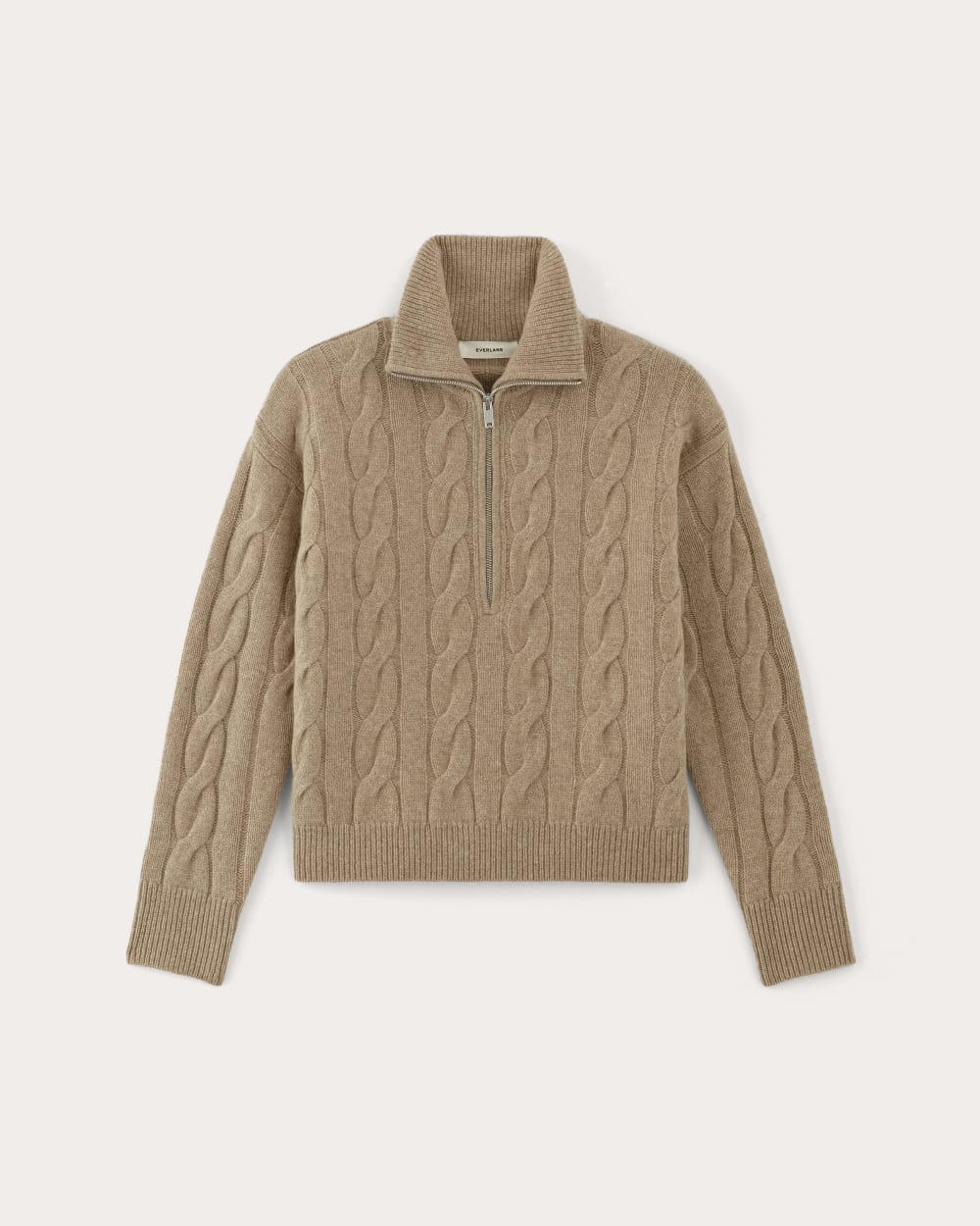 The Cable Half-Zip in Luxe Merino | Oat Melange - Image 2