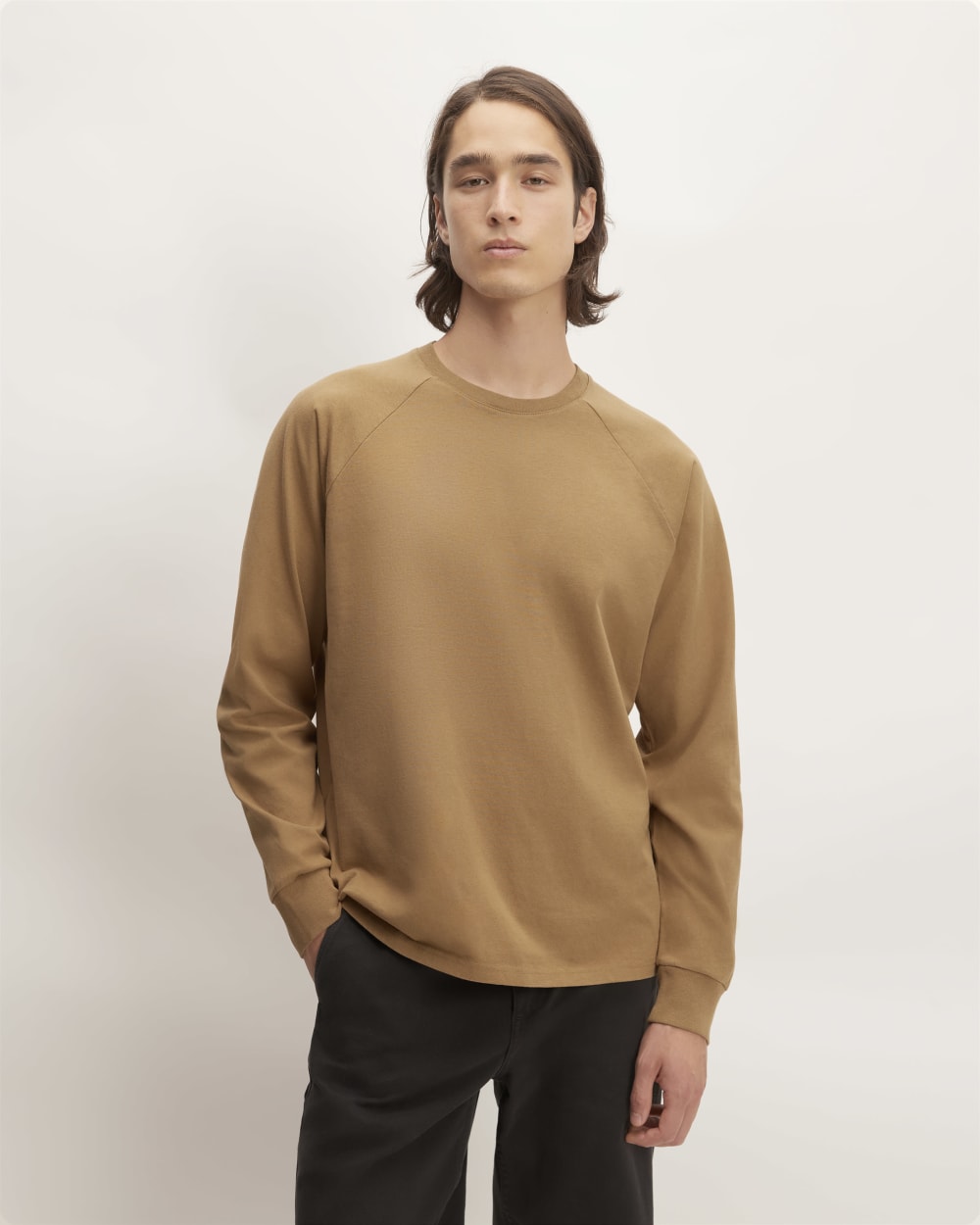 The Premium-Weight Long-Sleeve Crew | Uniform | Toasted Coconut