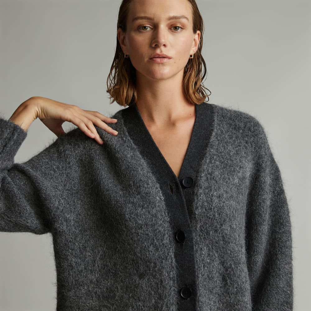 The SuperFuzz Alpaca Oversized Cardigan | Heathered Charcoal - Image 4