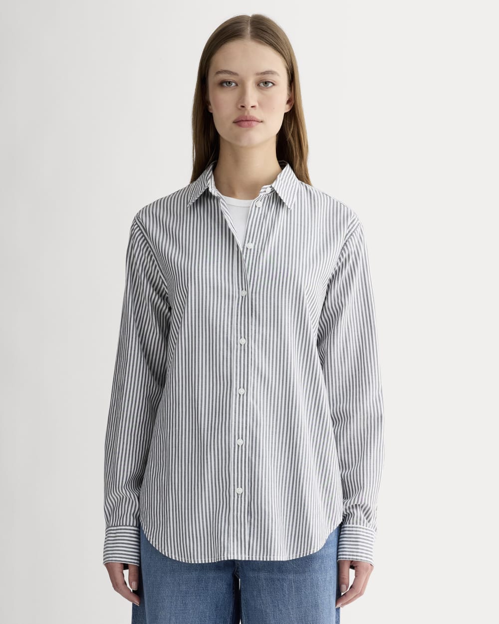 The Must-Have Shirt in Silky Cotton | Grey / White