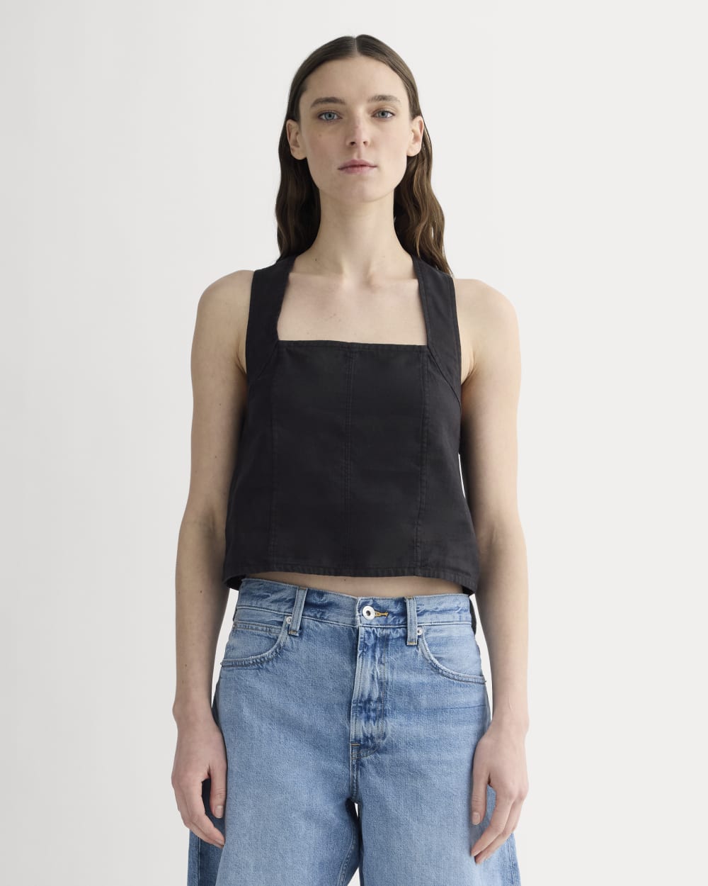 The Crossback Tank in Linen | Black