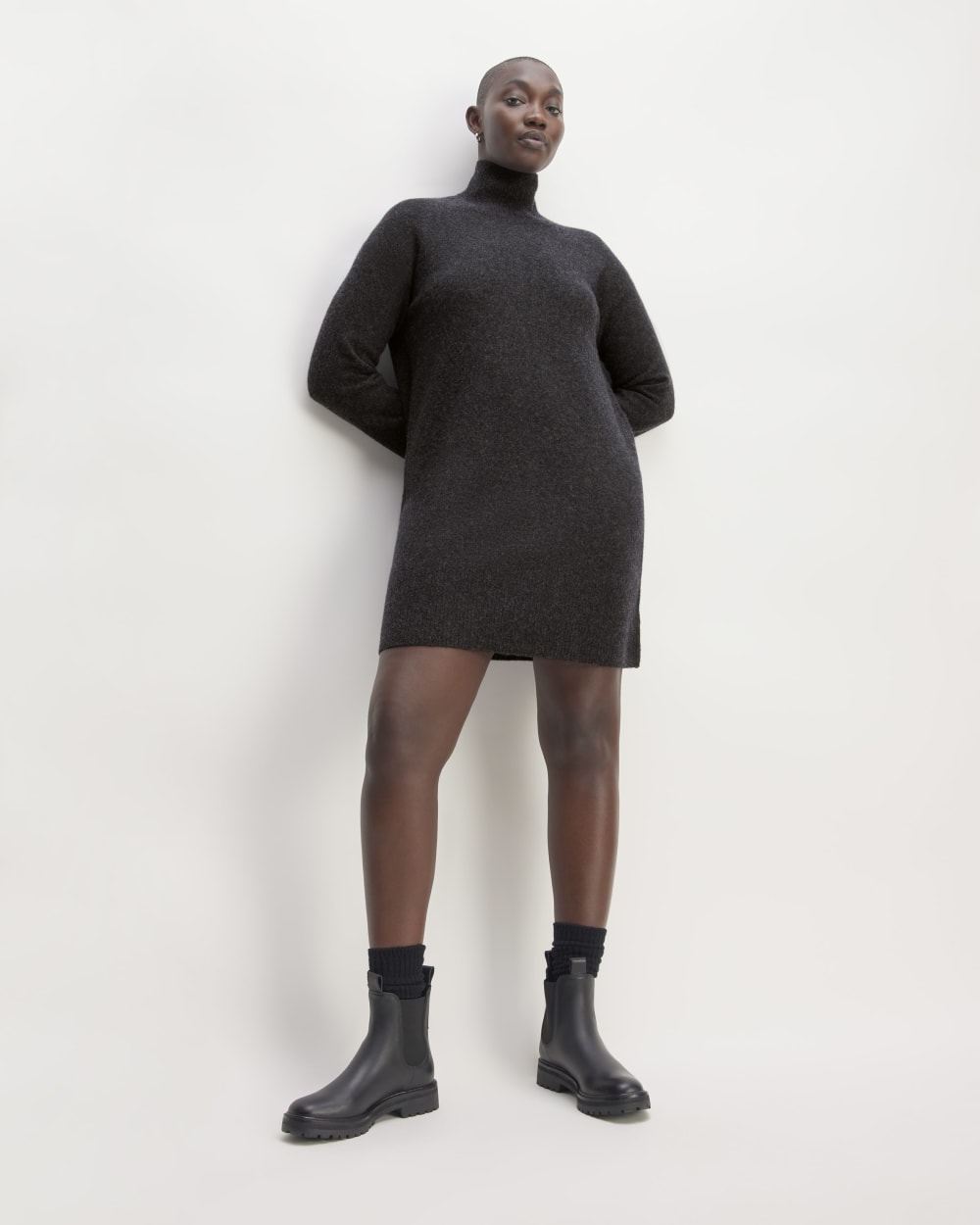 The Cozy Stretch Turtleneck Dress | Charcoal