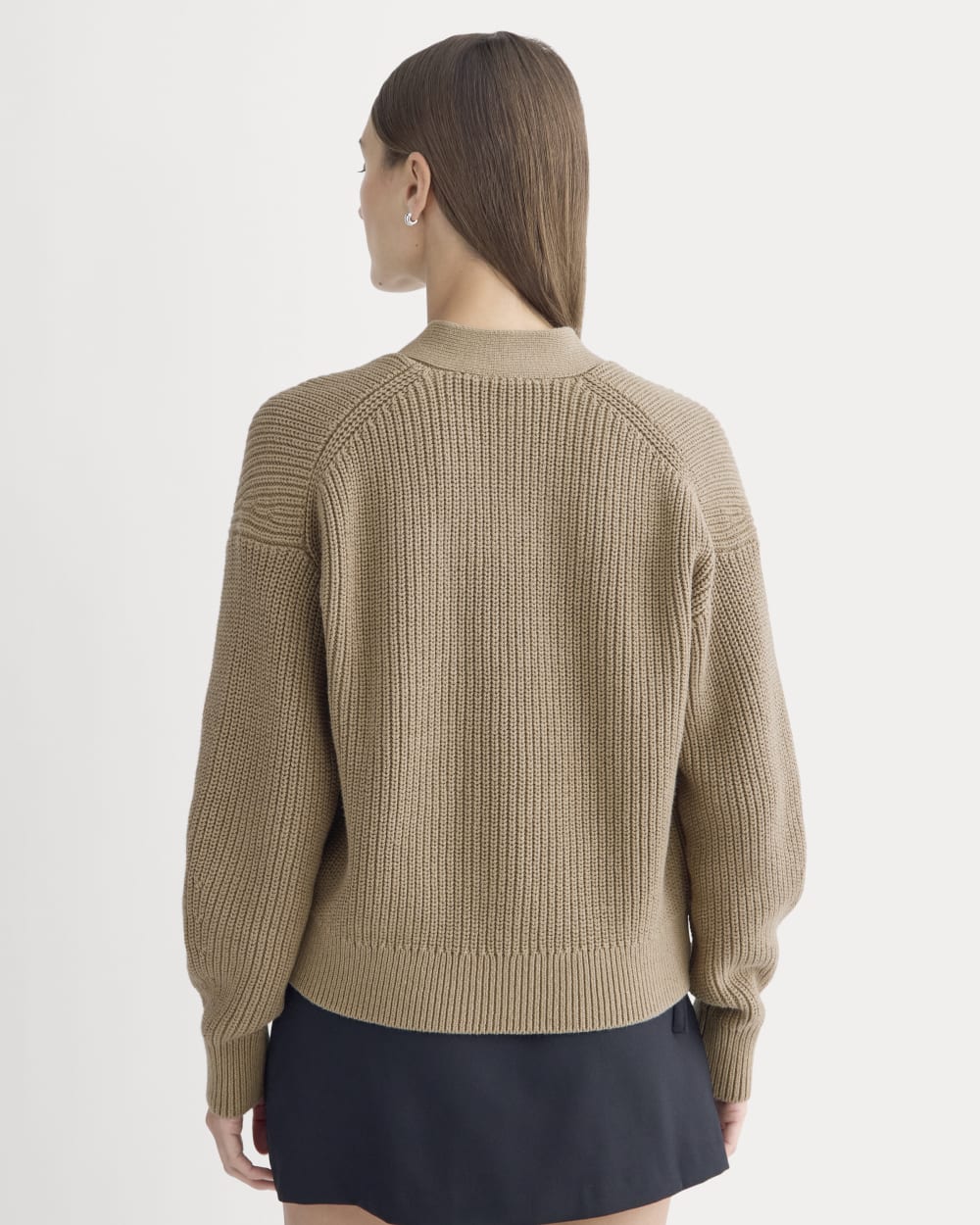 The Boxy Cardigan in Everyday Cotton | Dark Heathered Camel - Image 5
