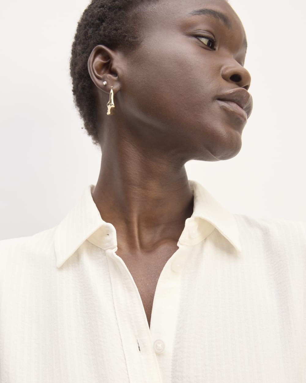 The Mini Jacquard Stripe Shirt Dress | Bone - Image 4