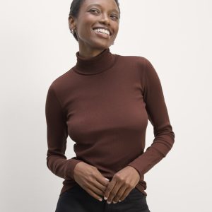The Luxe Rib Turtleneck | Dark Mahogany