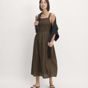 The Gauze Smock Dress | Cocoa / Black